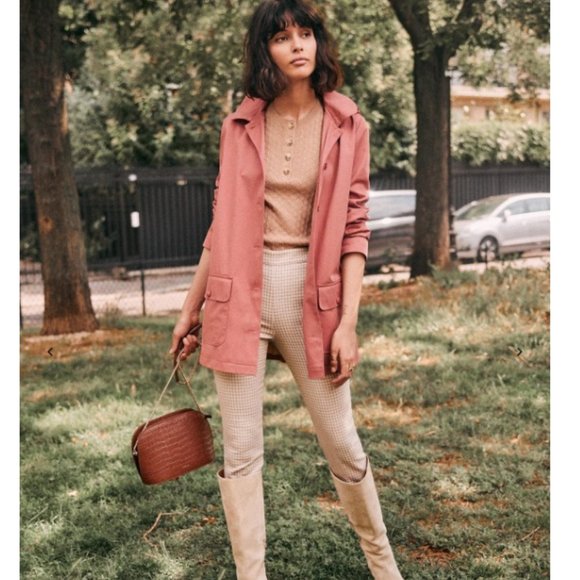 Sezane Clara Camel & Ecru Cropped Pants Sz 8 - Picture 3 of 7